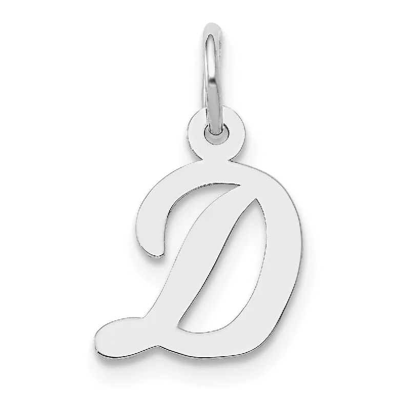 personalized pendant necklace for daughter-14k White Gold Small Script Initial D Charm