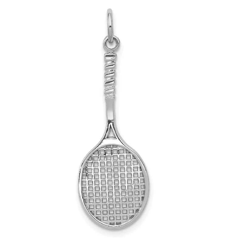 crystal teardrop pendant for necklace-14k White Gold Tennis Racquet Charm