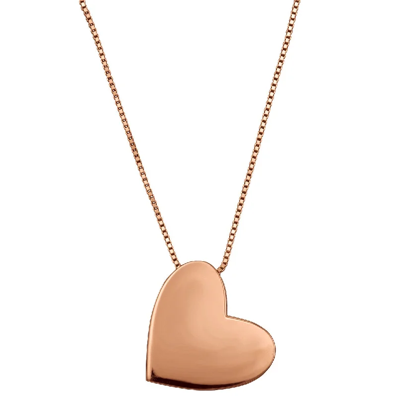 long bar pendant necklace for women-14KT Rose Gold 17-inch Heart Pendant