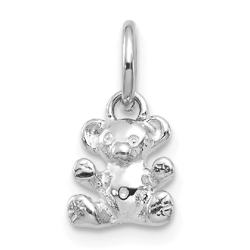 men’s nameplate necklace with engraving-14KT White Gold 12X8MM Teddy Bear Charm