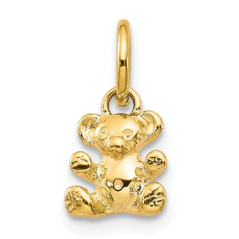 personalized mother’s day necklace-14KT Yellow Gold 12X8MM Teddy Bear Charm