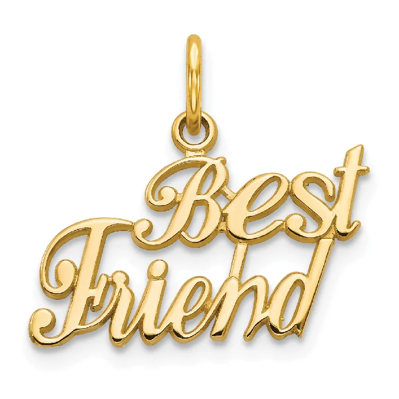 silver choker with custom charm-14KT Yellow Gold 17MM Best Friend Charm