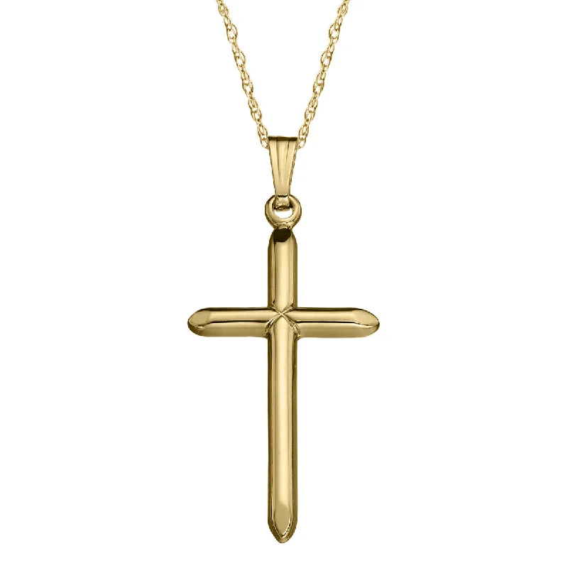 personalized crystal bar necklace-14KT Yellow Gold 18-inch Cross Pendant