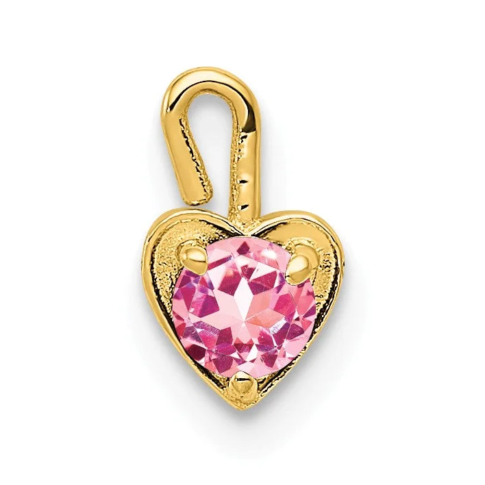 gold pendant with personalized engraving-14ky October Synthetic Birthstone Heart Charm