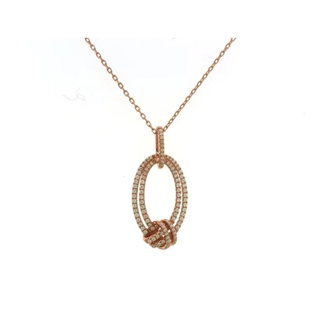 dainty pendant necklace for friends-3/8 CTW Diamond Knot 18-inch Pendant in 10KT Rose Gold