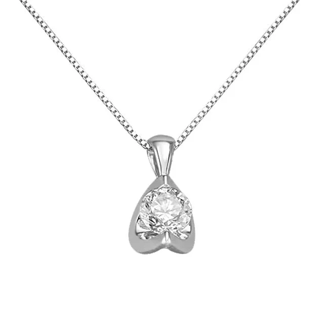 custom zodiac birthstone necklace-5/8 CTW Diamond Solitaire 18-inch Pendant in 14KT White Gold