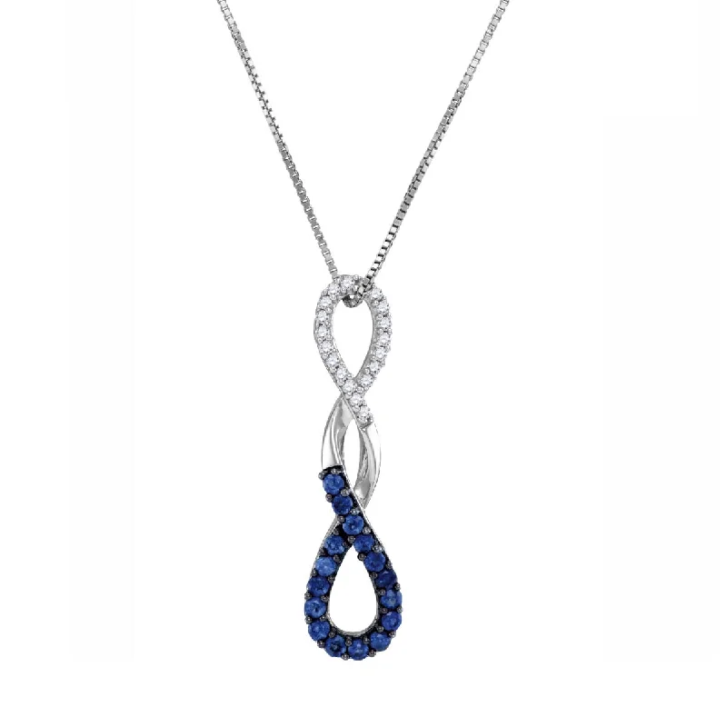 initial pendant necklace with diamond-Ceylon Sapphire Twist 18-inch Pendant in Sterling Silver