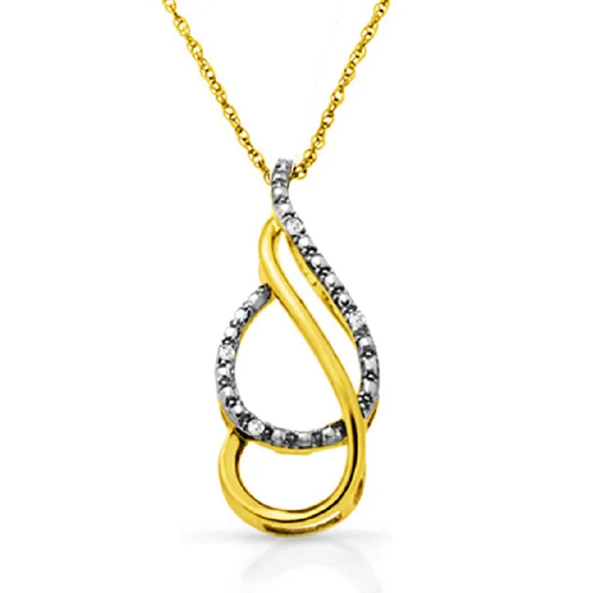 gold custom pendant necklace for him-Diamond Accent Fashion Swirl 18-inch Pendant in Gold Plated Sterling Silver