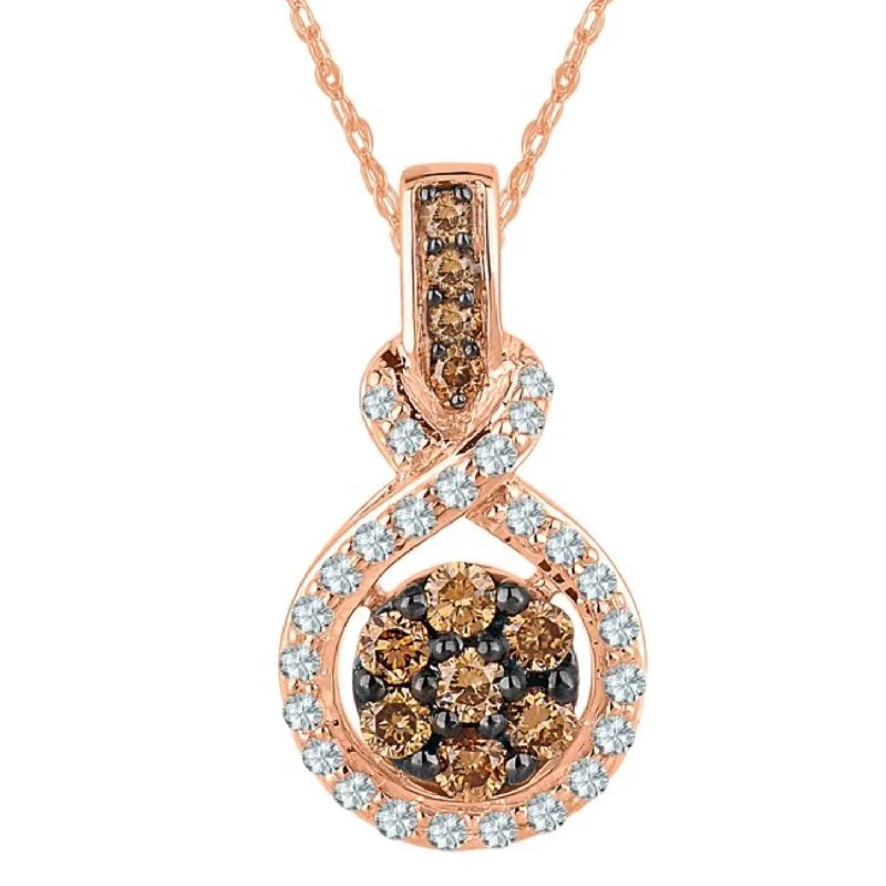 crystal pendant choker necklace-Mochaccino 1/2 CTW Diamond 18-inch Pendant in 10KT Rose Gold