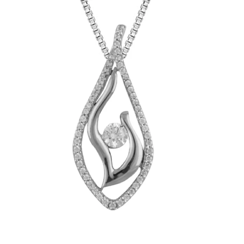 personalized mother’s day necklace-Signature 3/8 CTW Diamond Passion 18-inch Pendant in 14KT White Gold