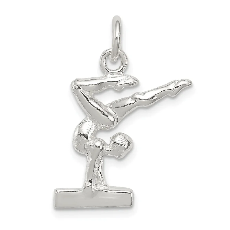 personalized initial pendant necklace for men-Sterling Silver 22X18MM Gymnast Charm