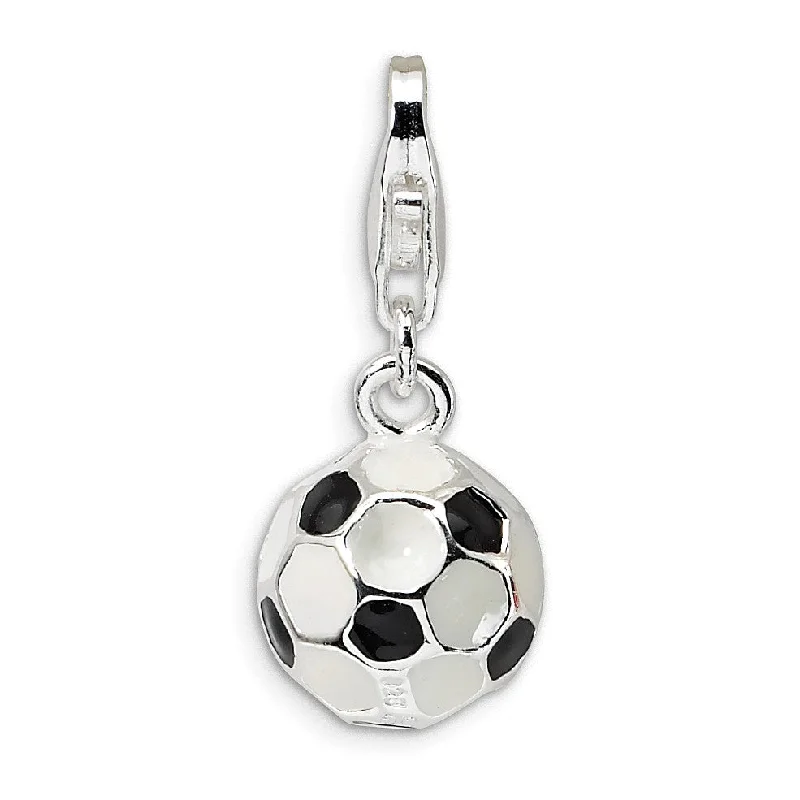 gold heart necklace with birthstone-Sterling Silver 31X9MM Soccer Ball Charm