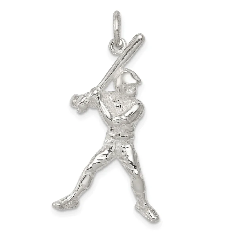 custom family tree necklace-Sterling Silver 32X17MM Baseball Batter Charm