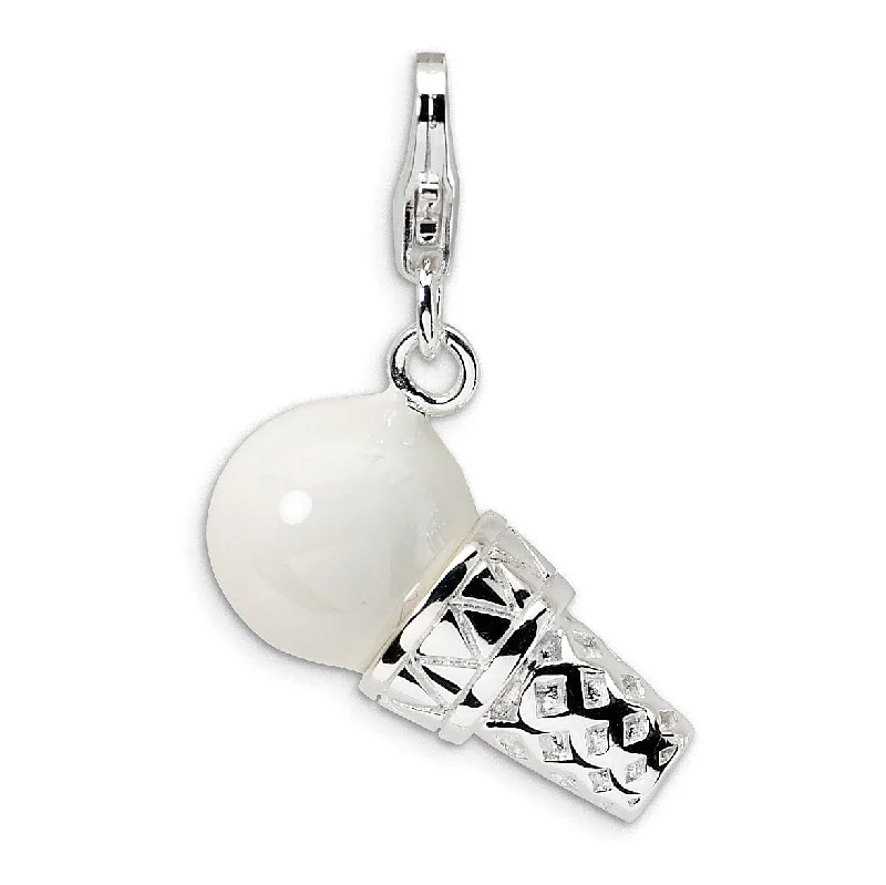 silver bar charm necklace-Sterling Silver 36X17MM Ice Cream Cone Charm