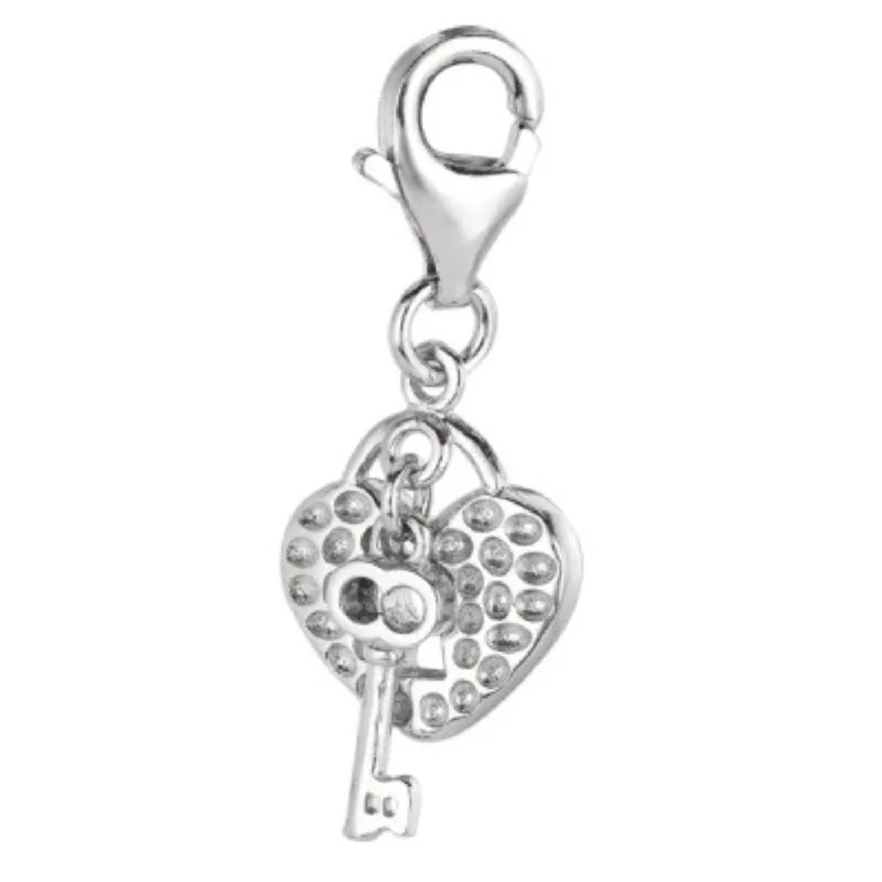 men’s custom engraved heart necklace-Sterling Silver Charm