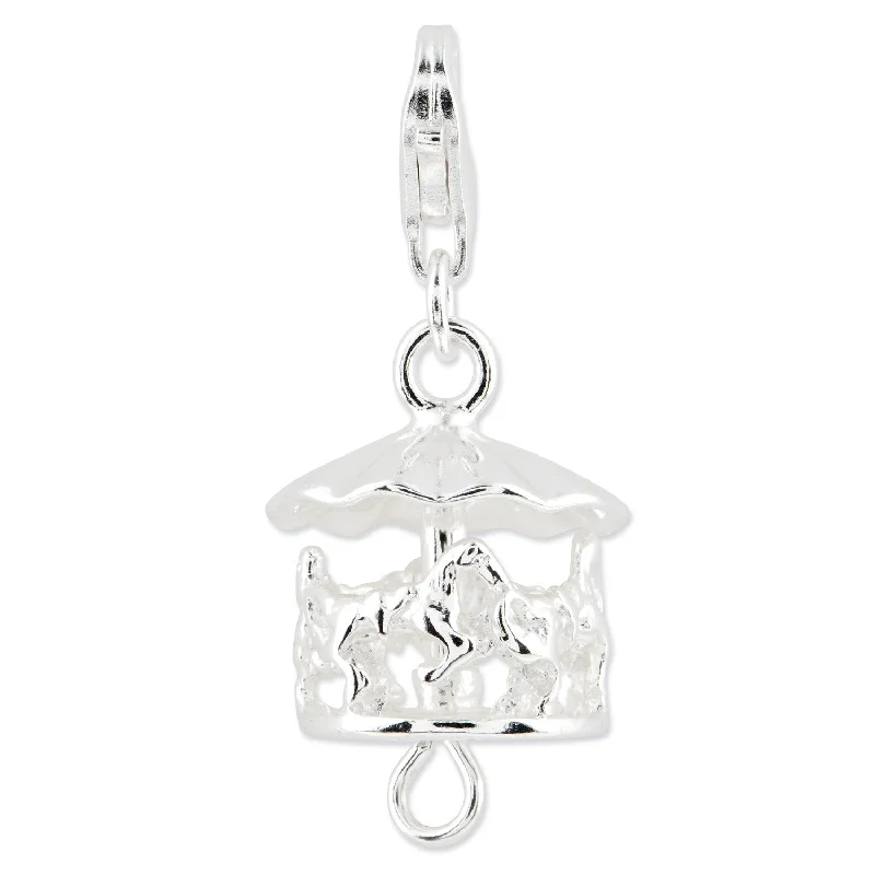 elegant silver pendant for women-Sterling Silver RH Moveable Carousel w/Lobster Clasp Charm