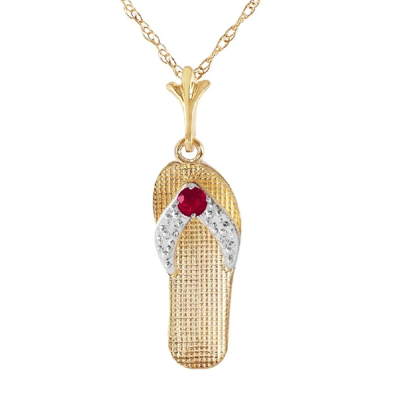 unique gemstone pendant necklace-0.15 Carat 14K Gold Shoes Necklace Natural Ruby