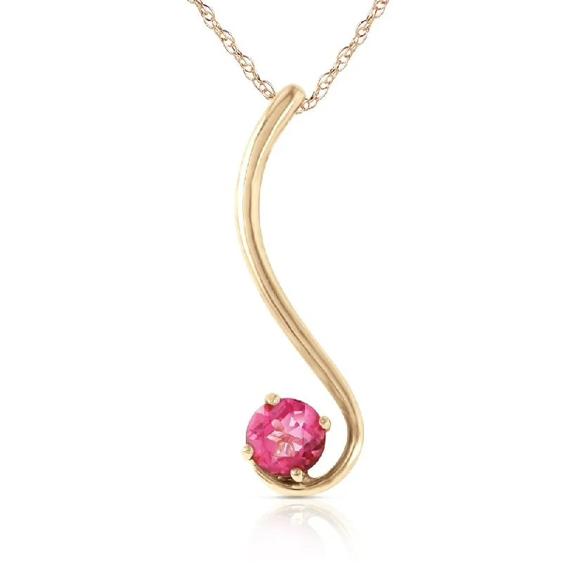 elegant long pendant necklace for women-0.55 Carat 14K Gold Pink Anemones Pink Topaz Necklace