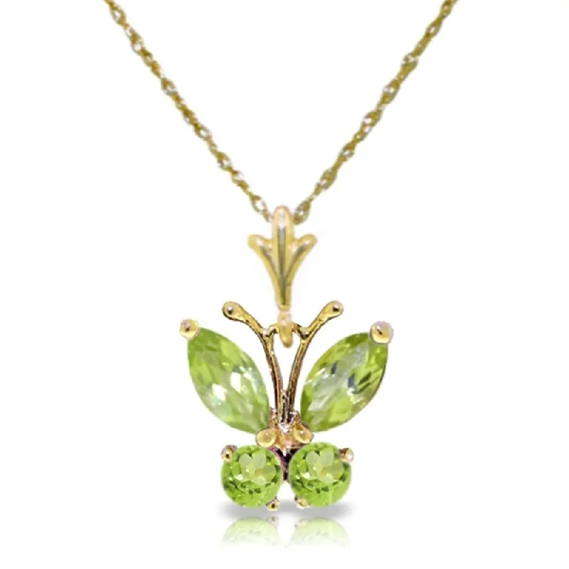 gemstone heart-shaped necklace-0.6 Carat 14K Gold Butterfly Necklace Peridot