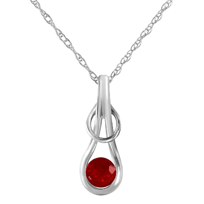 silver and gold pendant necklace-0.65 Carat 14K Solid Gold Gemstone Necklace Round Shaped Ruby