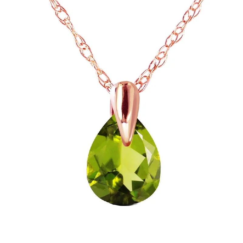 men’s silver pendant chain necklace-0.68 Carat 14K Rose Gold Enduring Peridot Necklace