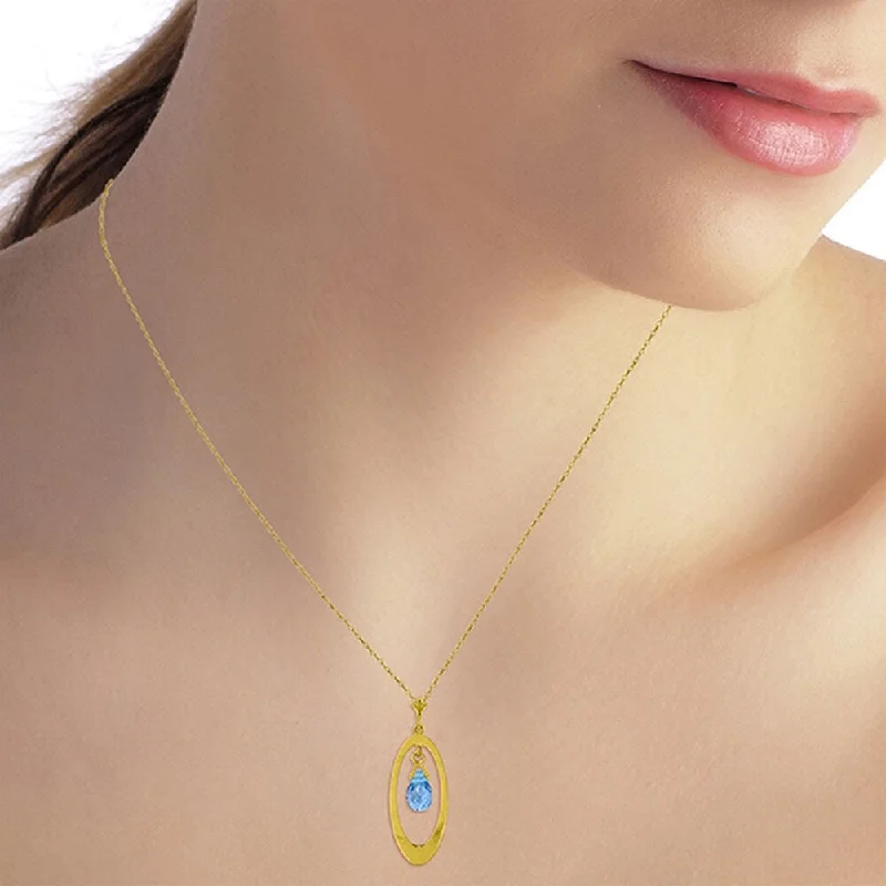 rose gold pendant for anniversary gift-0.7 Carat 14K Solid Gold Hypnotize Blue Topaz Necklace