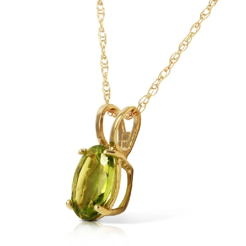 silver circle pendant necklace for women-0.85 CTW 14K Solid Gold Surprised By Joy Peridot Necklace