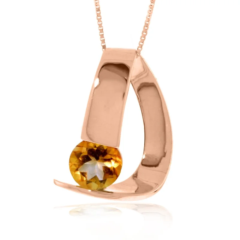 simple silver chain with pendant-1.00 Carat 14K Solid Gold Modern Necklace with Natural Citrine