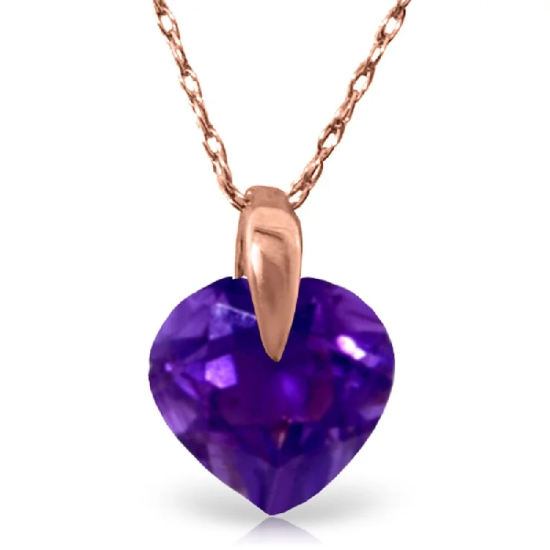 chunky gold chain necklace-1.15 Carat 14K Rose Gold Heart Amethyst Necklace