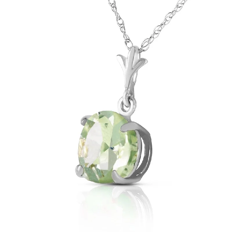 moon charm pendant necklace for women-1.15 CTW 14K Solid White Gold Enter Together Green Amethyst Necklace