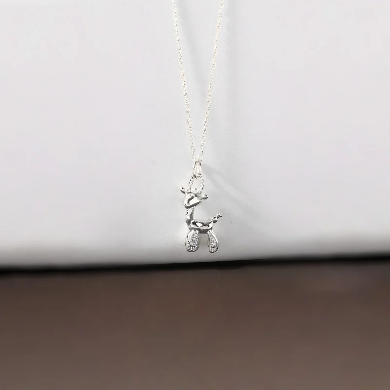 vintage coin pendant necklace for men-1/20ct TDW Diamond Animal Giraffe, Bunny and Dachshund Dog Necklace in Sterling Silver