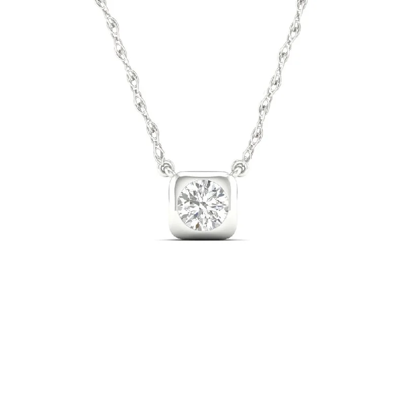 personalized crystal necklace for mom-1/3ct TDW Diamond Solitaire Necklace in 10k Gold by De Couer