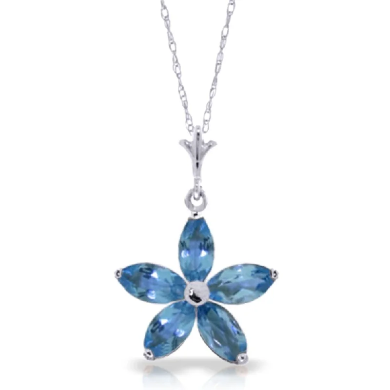 custom gemstone charm necklace-1.4 CTW 14K Solid White Gold Happy Days Blue Topaz Necklace