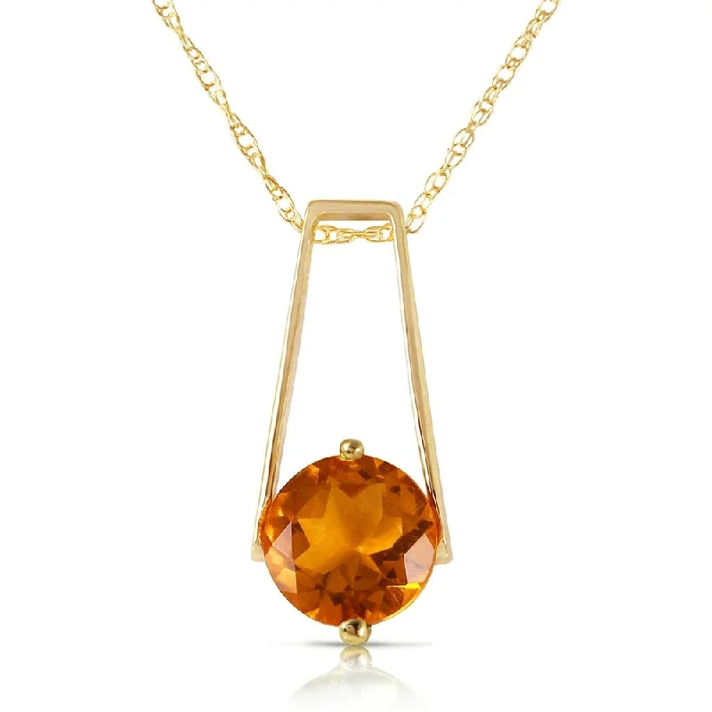 vintage silver pendant with engraving-1.45 Carat 14K Solid Gold Privacy Citrine Necklace