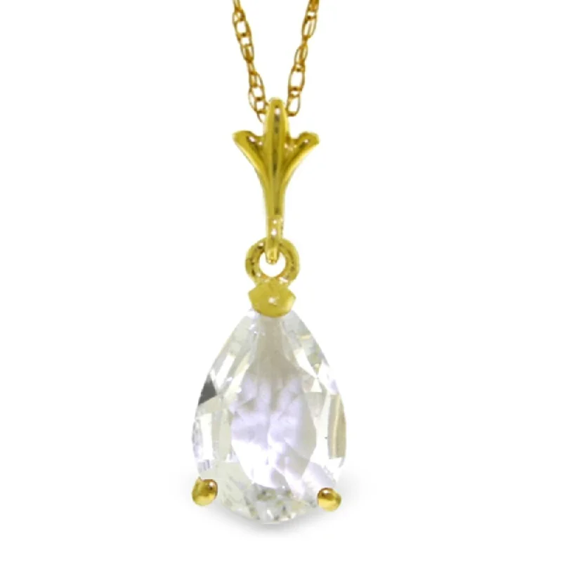 custom gemstone charm necklace-1.5 Carat 14K Gold Shining Raindrops White Topaz Necklace