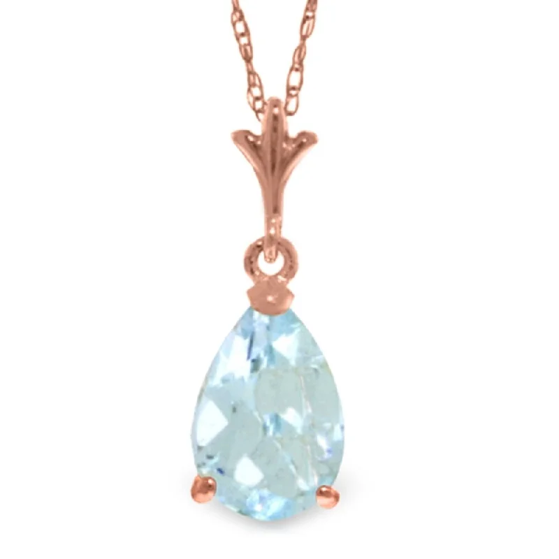 custom pendant necklace with charm-1.5 Carat 14K Rose Gold Pear Aquamarine Necklace