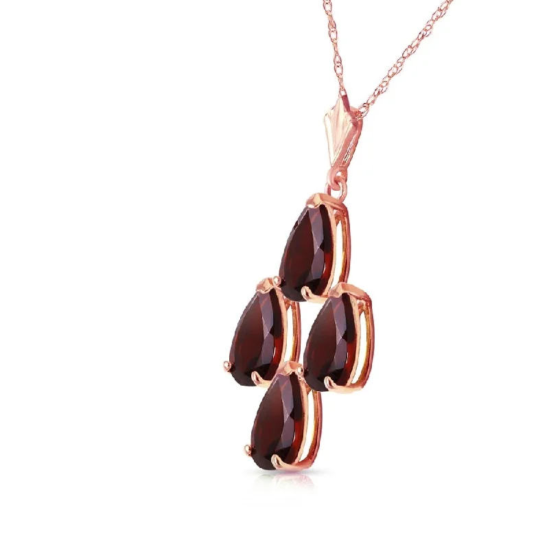 personalized pendant necklace for daughter-1.5 Carat 14K Solid Rose Gold Necklace Natural Garnet