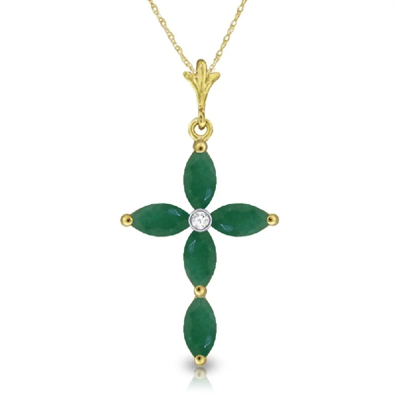 silver choker with custom charm-1.65 Carat 14K Gold Necklace Natural Diamond Emerald