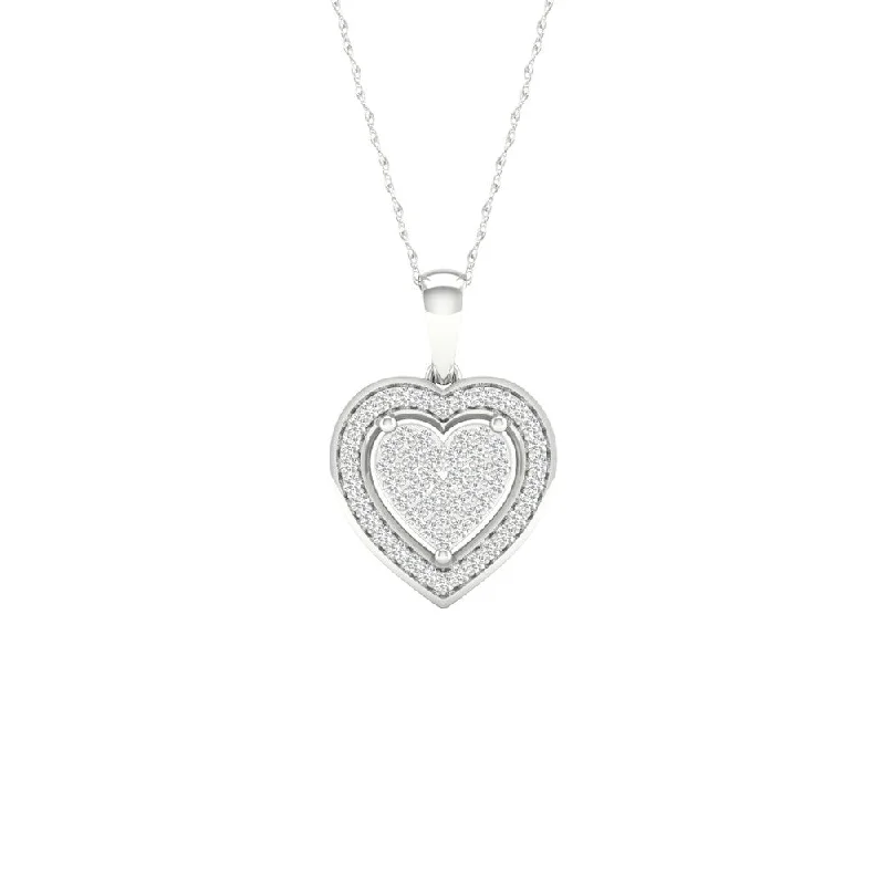 silver moon and stars necklace-1/6ct TDW Diamond Halo Necklace in Sterling Silver