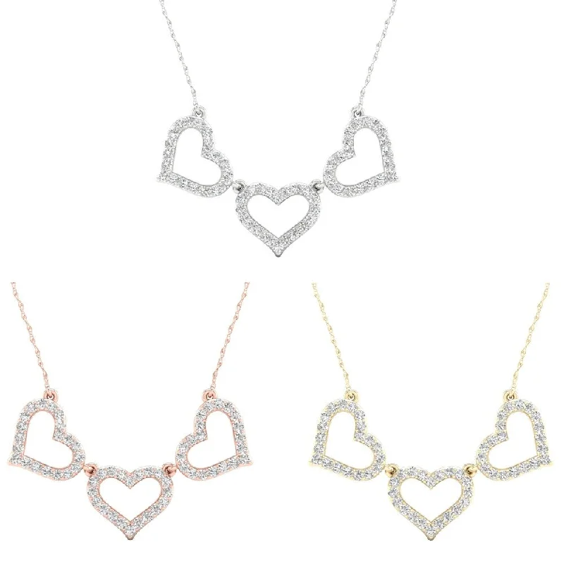 women’s delicate crystal necklace-1/6ct TDW Diamond Heart Necklace in 10k Gold by De Couer