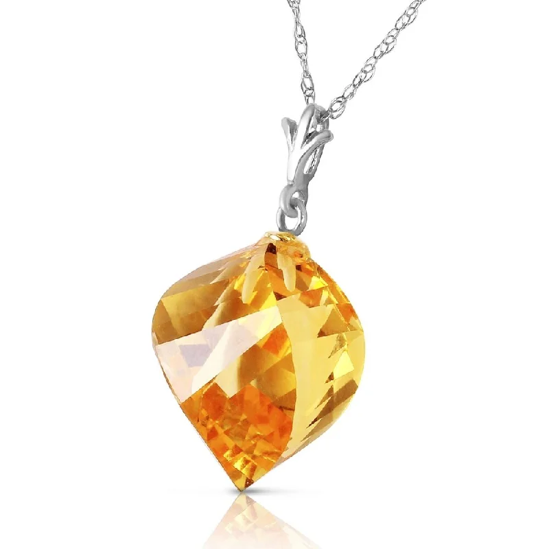 vintage silver pendant with engraving-11.75 Carat 14K Solid White Gold Necklace Twisted Briolette Citrine