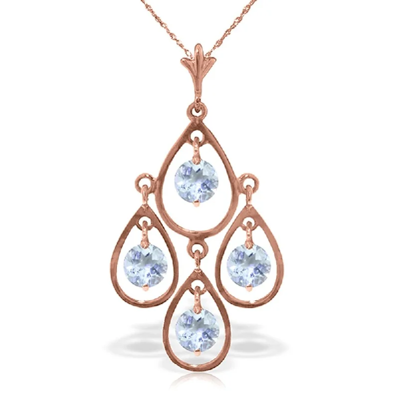 celestial star charm necklace-14K Rose Gold Aquamarines Necklace Certified Series Platinum