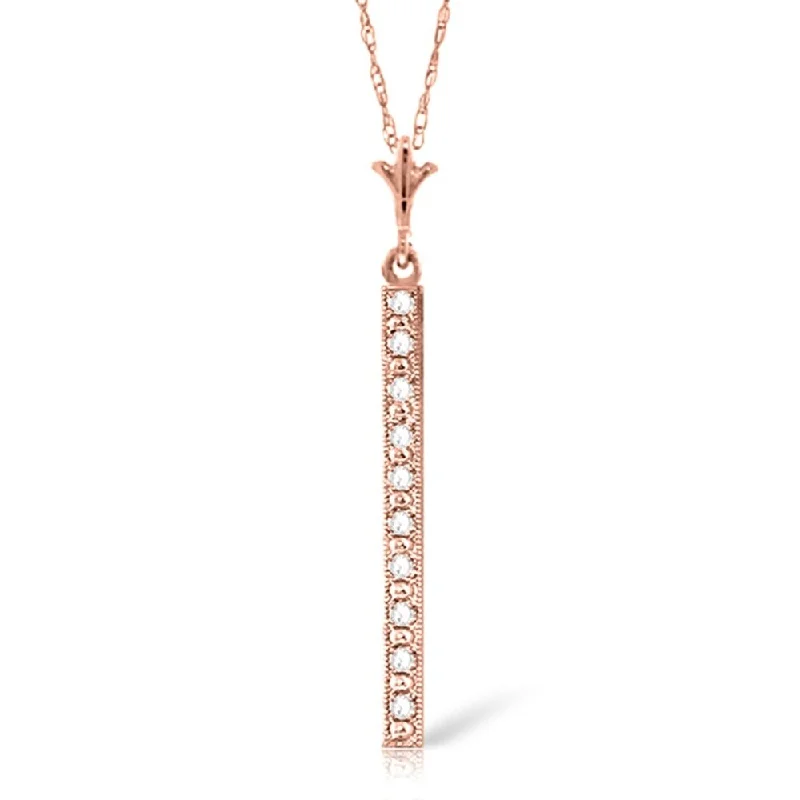 statement silver pendant necklace-14K Rose Gold Bar Natural Diamond Necklace Certified