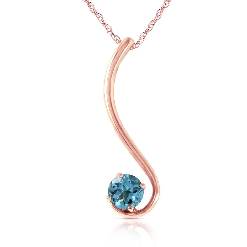 silver moonstone pendant necklace-14K Rose Gold Blue Topaz Gemstone Necklace