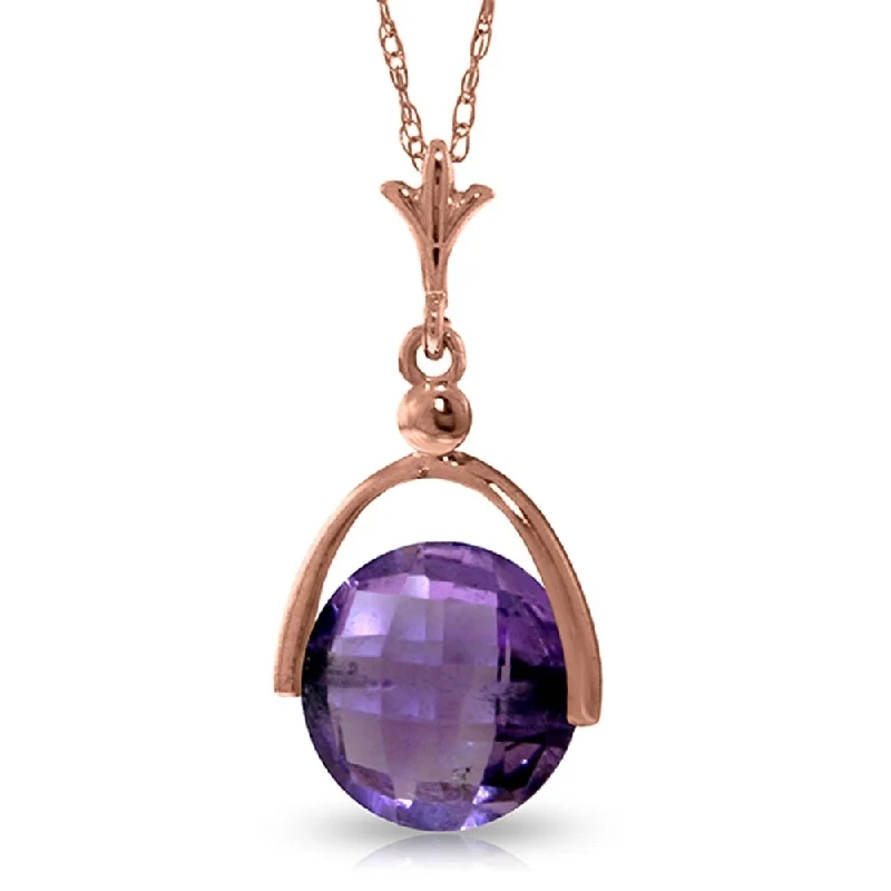 chunky gold chain necklace-14K Rose Gold Purple Amethyst Jewelry Necklace