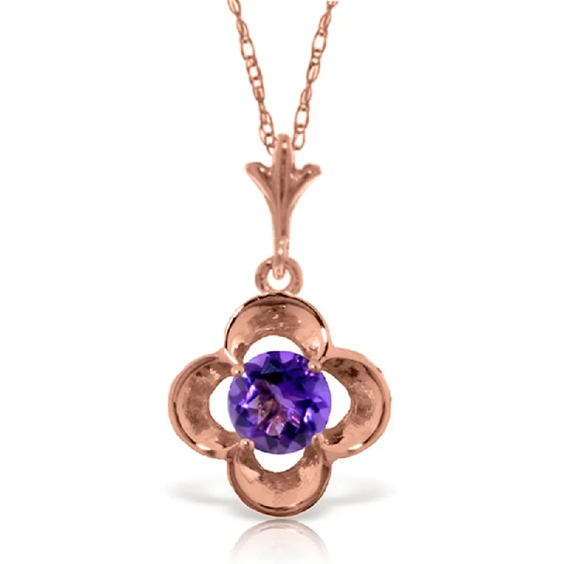 silver moonstone pendant necklace-14K Rose Gold Purple Amethyst Necklace Gemstone Series New