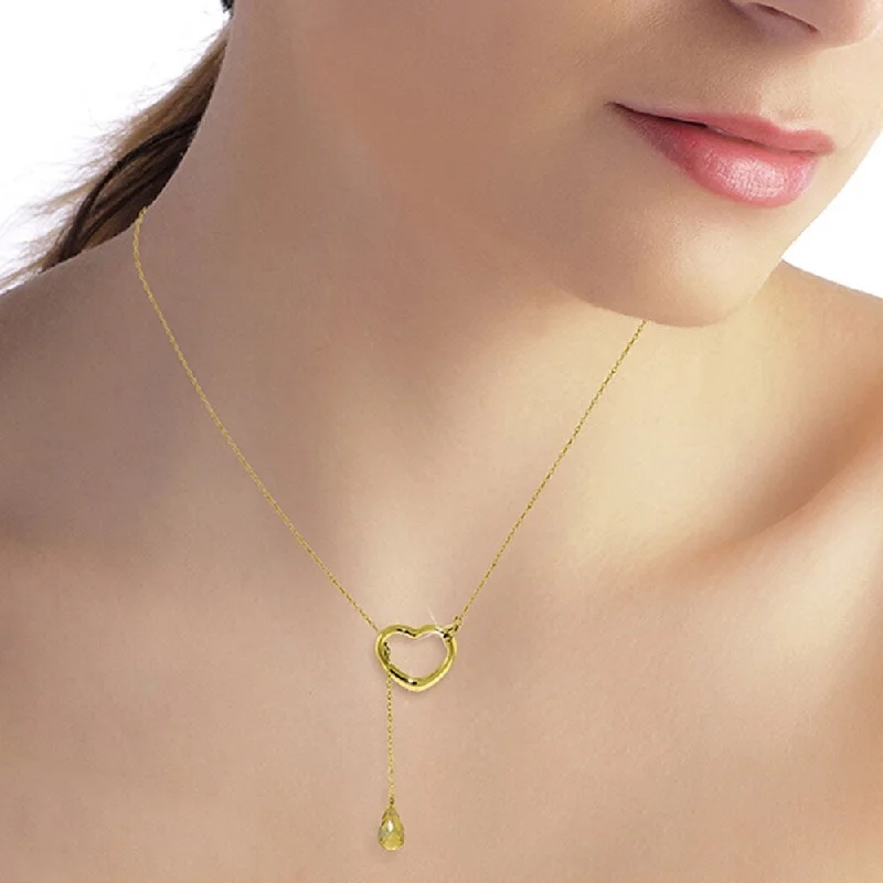 silver infinity necklace with name-14K Solid Gold Heart Necklace with Drop Briolette Natural Citrine