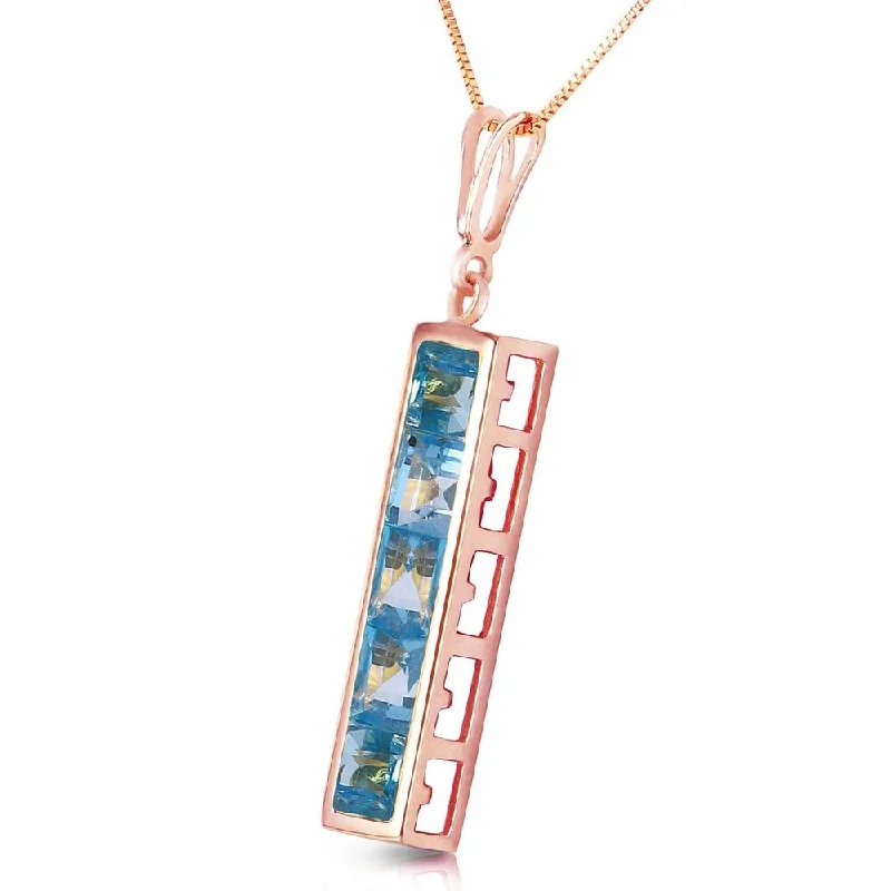 crystal heart necklace for brides-14K Solid Rose Gold Necklace with Natural Blue Topaz