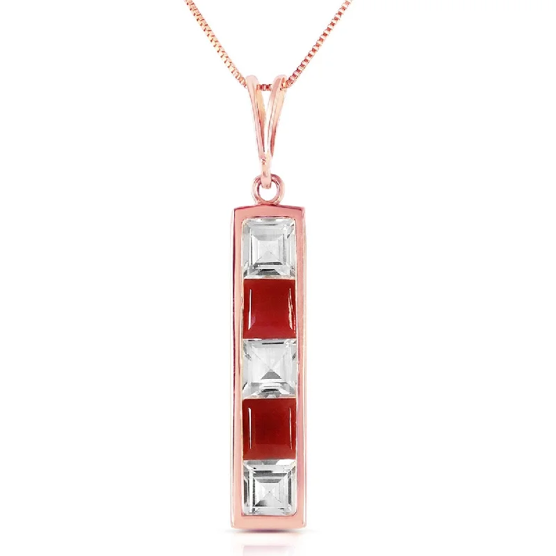 birthstone charm necklace for mom-2.35 Carat 14K Solid Gold Necklace Elegant Natural White Topaz Ruby