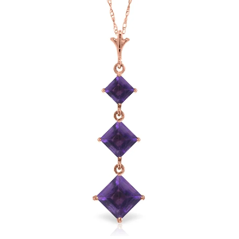 men’s nameplate necklace with engraving-2.4 Carat 14K Rose Gold Waterdrops Amethyst Necklace